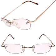 Modern Rimless Rectangle Gold Frame 1.00 Diopter Reading Glasses