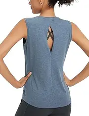 baleaf Women's Workout Tank Tops Racerback Open Back Top Sleeveless Running Yoga Shirts Loose Fit Athletic Gym Sports