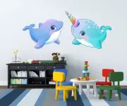 3D Unicorn Dolphin G143 Animal Wallpaper Mural Poster Wall Stickers Decal Honey