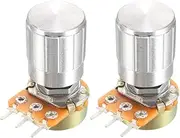 uxcell® 2Pcs 100K Ohm Variable Resistors Single Turn Rotary Carbon Film Taper Potentiometer with Knobs