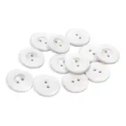 White Lab Coat Buttons - 0.75 inch 2 Hole Round Plastic Pack of 12
