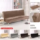Plush Fold Armless Sofa Bed Cover Seat Slipcover Covers Bench Couch Protector