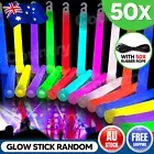 50 x 6 INCH MIXED GLOW STICKS W/LANYARD BULK PARTY RAVE LIGHT DISCO GLOW IN DARK