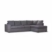 Christo Corner L shaped 3-Seat Sofa with RHF Chaise Lounge Couch Upholstered Cover -Dark Grey