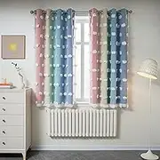 MYSKY HOME Children's Room Curtains with Eyelets Blackout Curtain Short Curtain Opaque Curtain Boy with Voile Double Layer Curtains Eyelet Curtain Set of 2 H 160 x W 132 cm Rainbow