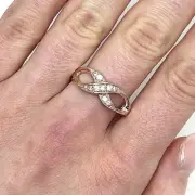 0.25CTW Real Diamond 14K Gold Rose Infinity Ring