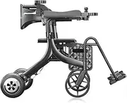 Electric Power Walker Drive Rollator, Rollator Walker with Seat 3 in 1 Multi-Functional Walker for Seniors Transport, Foldable Electric Wheelchair Light Battery Trolley