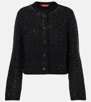 [Altuzarra] Altuzarra Tina crystal-embellished bouclé jacket AU 14 black