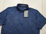G/FORE Men's Medium Icon Camo Skulls Tech Jersey Golf Polo Blue Print NEW