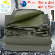 AU Army Heavy Duty 550GSM Waterproof Canvas Tarp Tarpaulin Sun Blocked 3x4M 4x5M