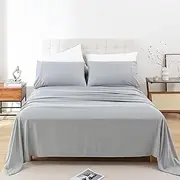 Whitney Home Textile Queen Size Sheet Set - Luxury Soft Comfy Bed Sheets, Breathable Cooling Hotel Bedding for Women, Men, Teens, Extra Deep Pocket, Easy-Fit, Oeko-Tex, Wrinkle Free 4 Piece - Grey