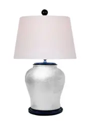 Chinese Silver Leaf Alloy Porcelain Vase Table Lamp 25"