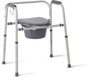 Medline Steel 3-in-1 Bedside Commode, Portable Toilet with Microban Antimicrobial Protection, Grey, 1