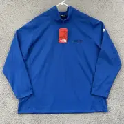 The North Face Tech Sweater Mens 2XL Fleece Monster Blue Quarter Zip Pullover