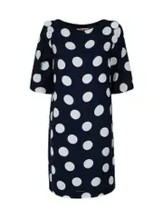 See by Chloé Navy Polkadot Button Dress