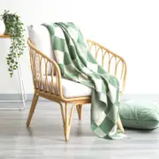 Renee Taylor Newport Checkered Cotton Knitted Juniper Throw