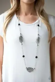 Paparazzi Crystal Charm - Black - Necklace & Earrings
