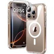TAURI 5 in 1 for iPhone 16 Pro Case 6.3" with 2-Pack Screen Protector and Camera Lens Protector, Compatible with MagSafe, Military-Grade Protection, [Anti-Yellowing] Magnetic Phone Cover