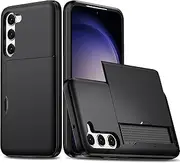 for Galaxy S23 Plus Case with Credit Card Holder, Areaphmet Wallet Case Slide Cover Dual Layer Hard PC Rubber Cover Phone Case for Samsung Galaxy S23 Plus+ 5G 6.6'' 2023 Black