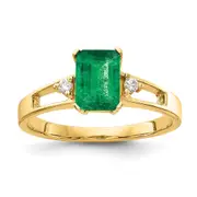 14K Yellow Gold 7x5mm Emerald Cut Emerald A Real Diamond ring