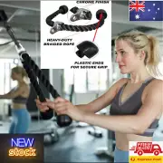 Triceps Gym Rope Cable Heavy Braided Nylon Attachment with Rubber Stoppers Black