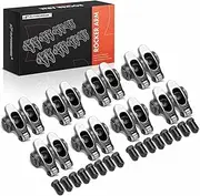 A-Premium 16Pcs Stainless Steel Shaft Mount Rocker Arms Kit with Needle Bearings, Self-aligning Compatible with Chevy SBC 350, 1.6 Ratio, 7/16" Studs