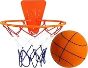 Silent Basketball and Hoop Set, 18 cm Silent Basketball Dribbling Indoor, Quiet Basketballs Dribbling No Noise with Wall Mount Hoop for Home Indoor