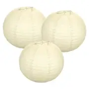 3Pcs Decorative Hanging Round Paper Lanterns 40cm/16", Beige