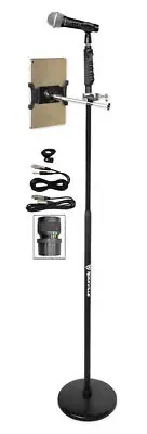 Rockville Karaoke Microphone+Round Base Mic Stand+Tablet/iPadiPhone Clamp Mount