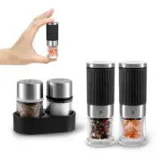 Mini Salt and Pepper Grinder set with 2 Small Salt and Pepper Shakers Portabl...