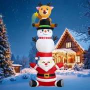 8FT Christmas Inflatable Outdoor Decoration, Stacked Christmas Blow Ups Santa...