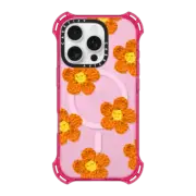 iPhone 16 Pro Bounce Case MagSafe Compatible Crochet Flowers - Orange