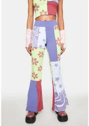 [dELiA*s by Dolls Kill] Season's Greetings Patchwork Flare Pants