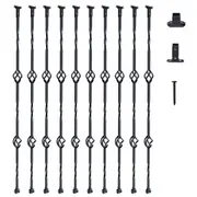 Elegant Double-Basket Metal Balusters - Durable 44" Steel Spindles (Set of 10)