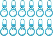 uxcell 12 Pcs Lobster Claw Clasp, Colorful Metal Keychain Clasp Swivel Hooks with Spring Key Rings Trigger Clips for Bag Door Key Chains DIY Craft Jewelry Making, Blue