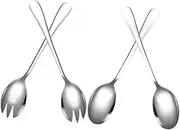 BUGUUYO 4pcs Stainless Steel Salad Servers Set Utensils for Home Kitchen Dishwasher Safe Tongs for Serving Salad Cake Bread Barbecue Seafood Elegant Silver Finish