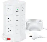 Tower Power Board, Power Strip with 12 AC Outlets and 5 USB Ports(2 USB C)...