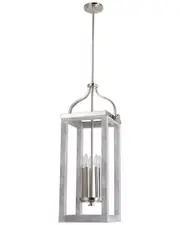 EGLO Westbury 5 Light Open Frame Pendant with Brushed Nickel & Painted Grey Driftwood Effect Finish
