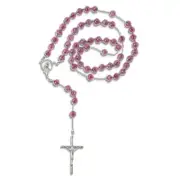 Silver-tone Purple Genuine Murano Glass Beaded 19.5 inch Rosary