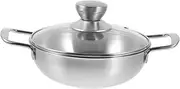 COOLHIYA Stainless Steel Outdoor Pot Cooking Wok Double Handles Hotpot Cooker Family Size Easy to Clean Durable
