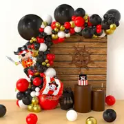 129-Piece Pirate Balloon Garland Kit - Black & Gold Perfect For Birthday Parties Home Decor & Room Accents