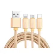 3 In 1 Retractable Type C Micro Nylon Usb Cable 1.2M Tyrant Gold Cables & Adapters
