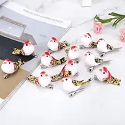Distinctive Artificial Simulation Bird Decor Red Color Garden Home Decoration 12Pcs Prop