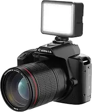 4K Digital Camera WiFi Digital Video Camera 64MP Dual Lens 3 Inch IPS Screen 16X Anti-Shake Night Vision Built-in Battery Beauty Filters with External Fill Light Birthday Black Camera & Fill Light