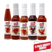 Badia Hot Sauces Bundle (Louisiana/Habanero/Ghost/Chipotle/Chili) Kit