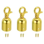 0.8"x2" Stanchion Rope End Stopper 3pcs Cord End Caps Barrier Rope End Golden