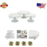 Vintage Metal Cake Stand Set of 3 - White, 13", 10", 8" for Elegant Displays