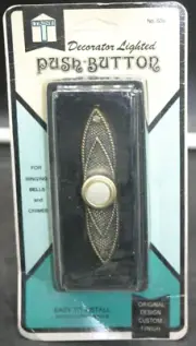 Vintage Trine Lighted Push Button Doorbell 886 Oblong Art Deco Style w/Screws
