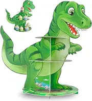 Ufurty 3 Tiers Dinosaur Theme Cupcake Stand Birthday Party Decorations Cupcake Holder Macaron Tower Stand Cardboard Display Rack Desserts Tower Platter for Kids Boys Girls