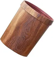 MAGICLULU Decorative Rubbish Bin Novelty Waste Basket Vintage Wooden Pattern Uncovered Trash Can for Home